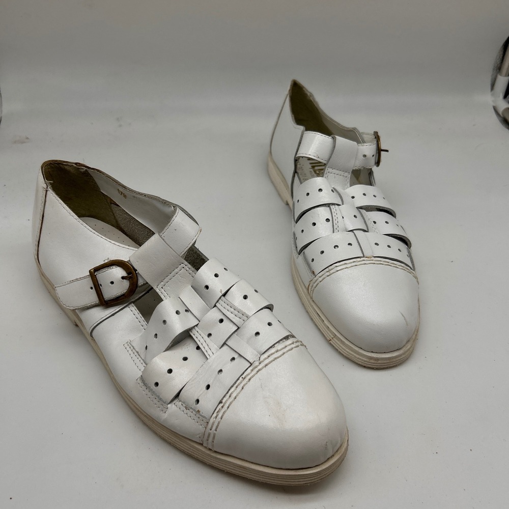 Wild Pair Vintage White Leather Fisherman Sandals Huarache Flats Brazil 10D